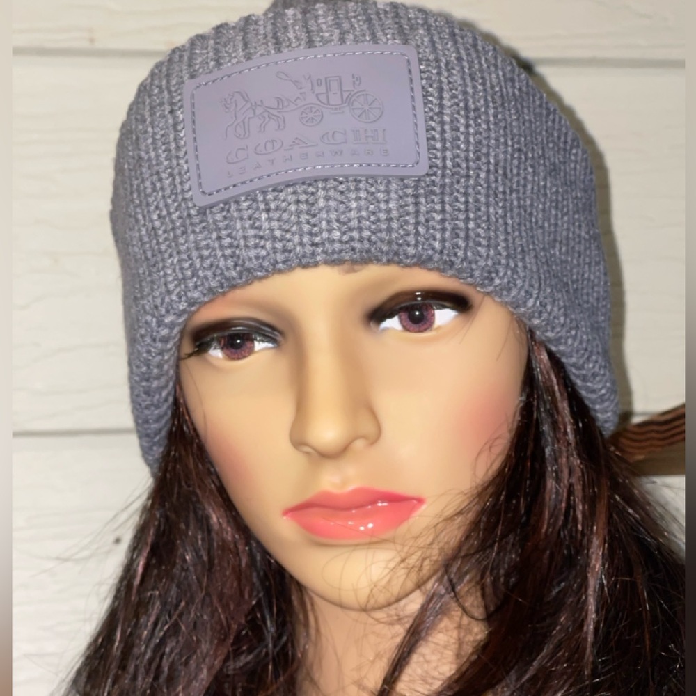 COACH Patch Beanie In Dove Grey Unisex